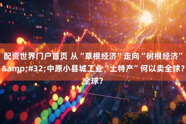配资世界门户首页 从“草根经济”走向“树根经济”&#32;中原小县城工业“土特产”何以卖全球？